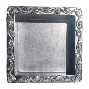 MARIPOSA Leaf Vine Leaves Square Cocktail Napkin Holder Silver Recycled Aluminum